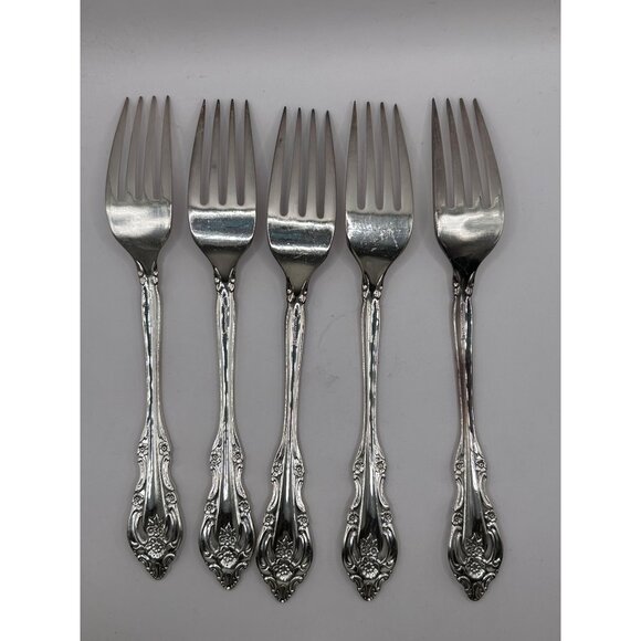Oneida Silver Artistry Silverplate Dinner Forks Set Of 5 Vintage 1965 Elegant Fl - Picture 4 of 4